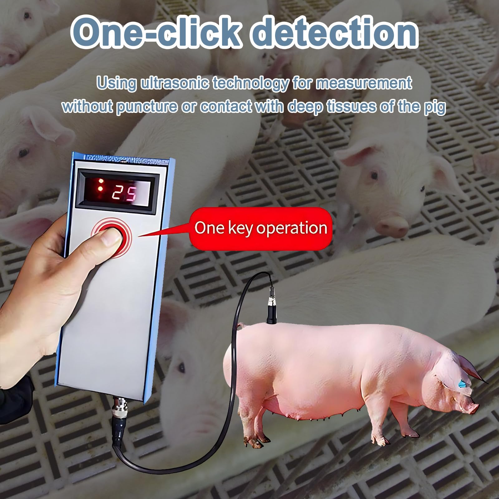 SHAHRYAR Medidor Veterinario De Grasa Dorsal De Cerdo, Detector De Criterio para Medir El Espesor De Grasa Dorsal En Ganado Porcino con Tres Luces Indicadoras