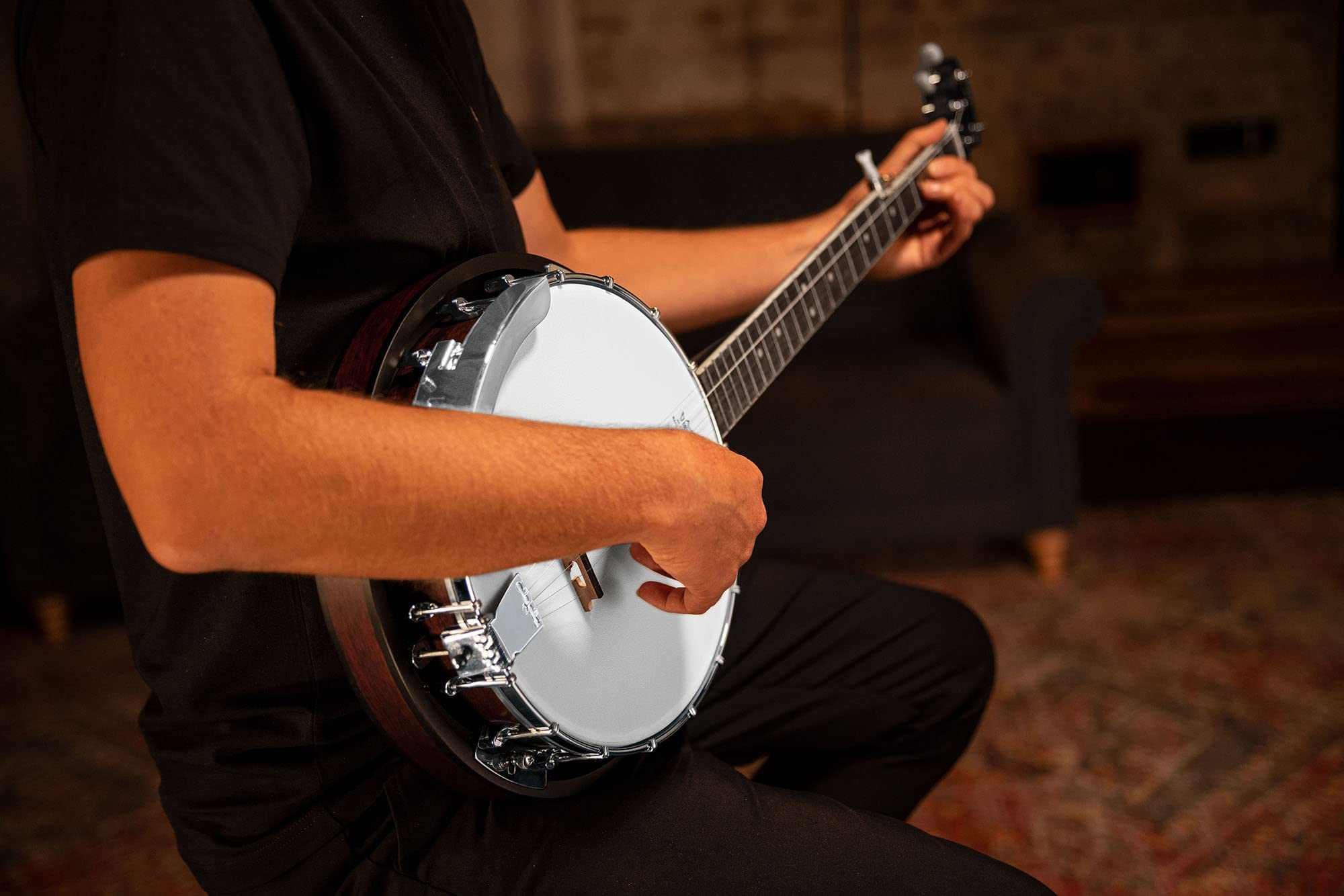 Ortega Guitars Americana Series Banjos – 5-saitiges Banjo, Akustisch – Mahagoni mit Whiskey Burst Finish – Remo Fell (OBJ150-WB)