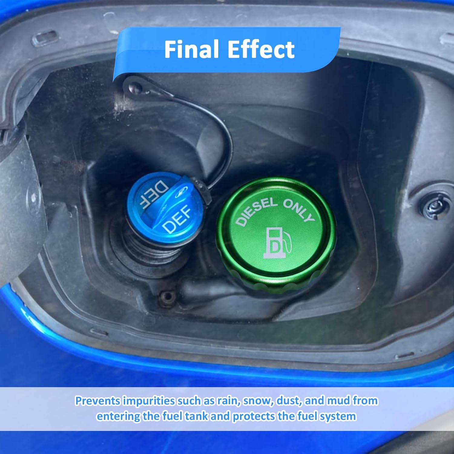 Wsays Green Magnetic Diesel Fuel Cap 6061 Aluminum Compatible with Dodge Ram 1500 2500 3500 2019-2025 Replace Part 82215782