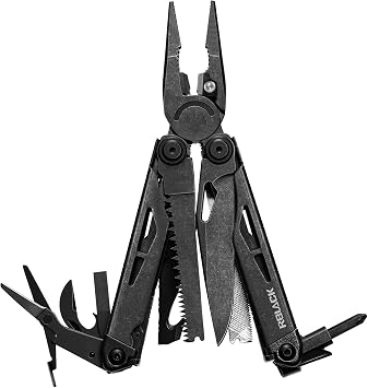 21-in-1 Scissors & Pliers Multitool w/Tungsten Cutters, Self-Locking | Durable Heavy-duty EDC Kit for Camping, Repair, DIY & Outdoor Survival, Nylon Pouch Black