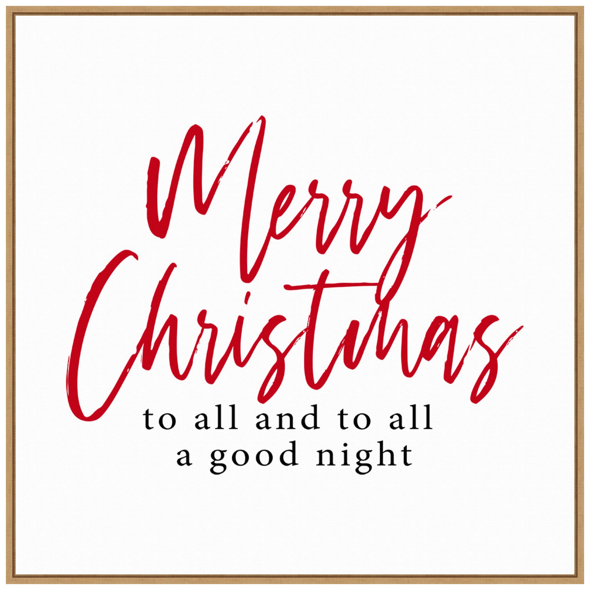 Amanti Art Framed Canvas Wall Art 30x30 Merry Christmas to All Script Portfolio, Framed Wall Art Canvas, Holidays Artwork, Modern Decor, Large Poster Painting for Living Room, Bedroom,