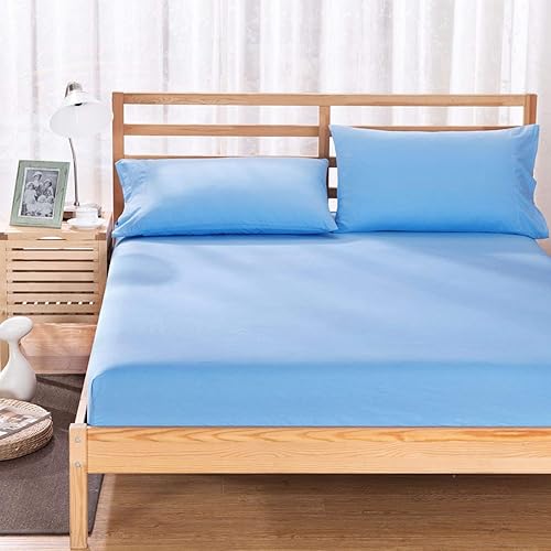 ERNZI Fitted Mattress Pad,Solid Color Comfortable Polyester Mattress Topper,Bedroom Hotel Homestay Deep Pocket Bed Cover
