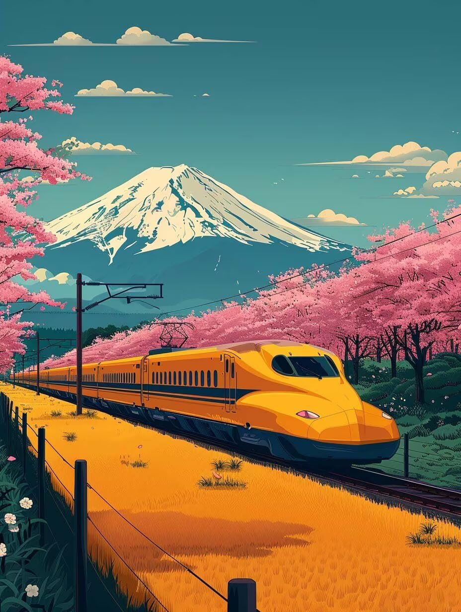 Diamond Painting Mount Fuji, 5D Diamentowe Malarstwo Dorośli Szybki Pociąg, DIY DIY Dorośli Rysunek Diament Ścieg Krzyżowy Zestaw Do Dekoracji Domu, Prezent Kobiety 90x120cm 6-3025
