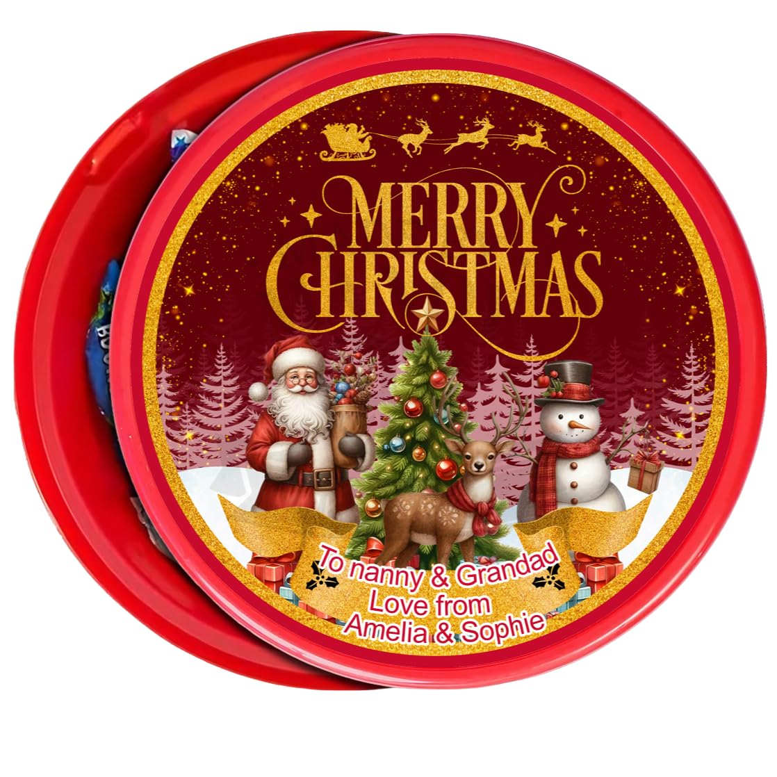Christmas Chocolate tub sticker personalised with any names (tub 3)