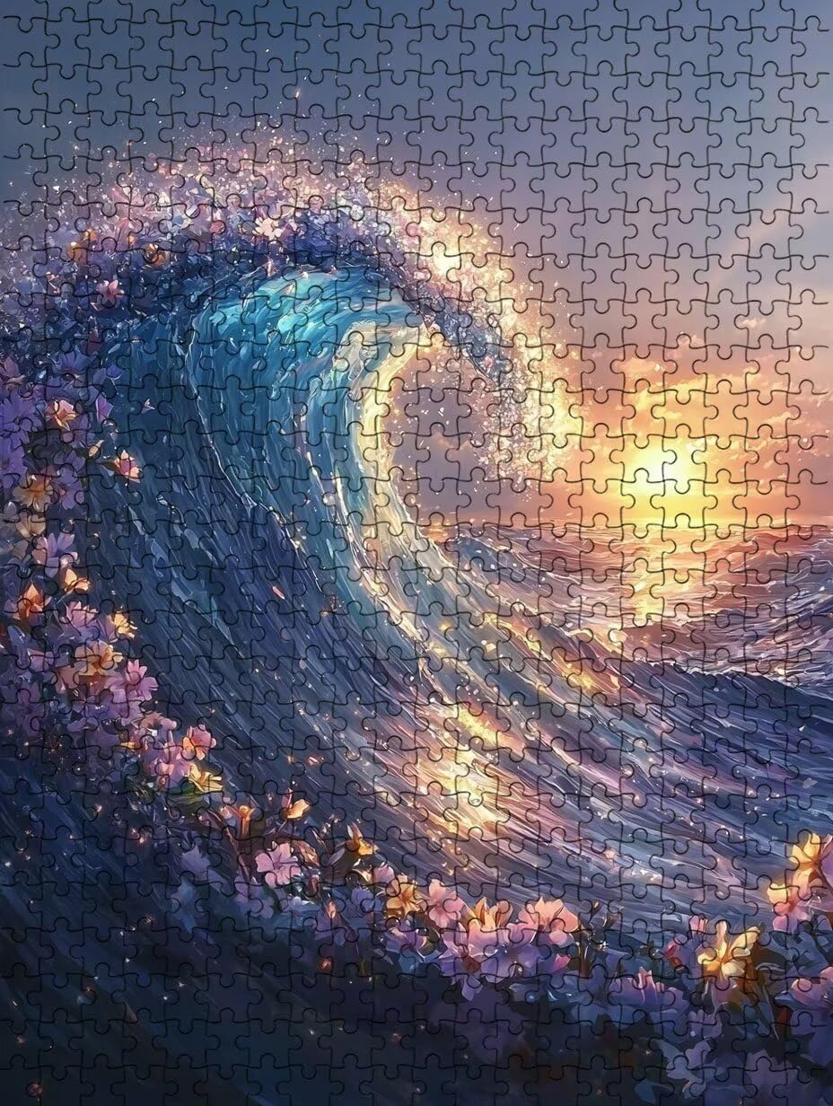 Puzzle 2000 Pezzi, Tramonto Onde 3D Puzzle per Adulti Impegnativo, Educa Puzzles Artistico, Divertente E Stimolante Puzzles Decorativo per La Famiglia, Regalo e Decorazione Pareti DX0YL6-787