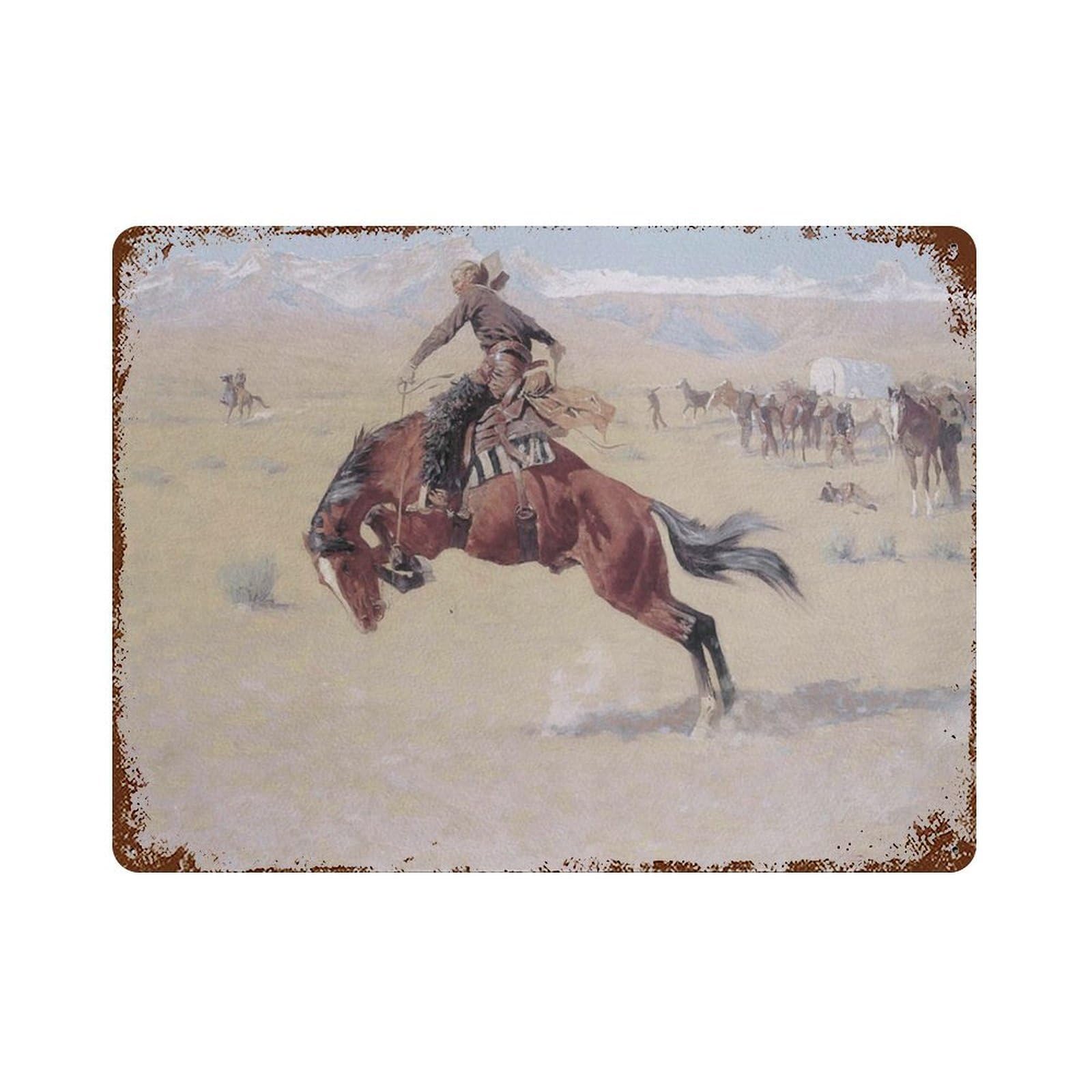 xiaoxiaoshen Vintage Cowboy Painting_ Western Scenery Wall Decor Art Metal Tin Poster Modern Home Decor Art Home Bar Shop Decorations Vintage Sign 30x40cm