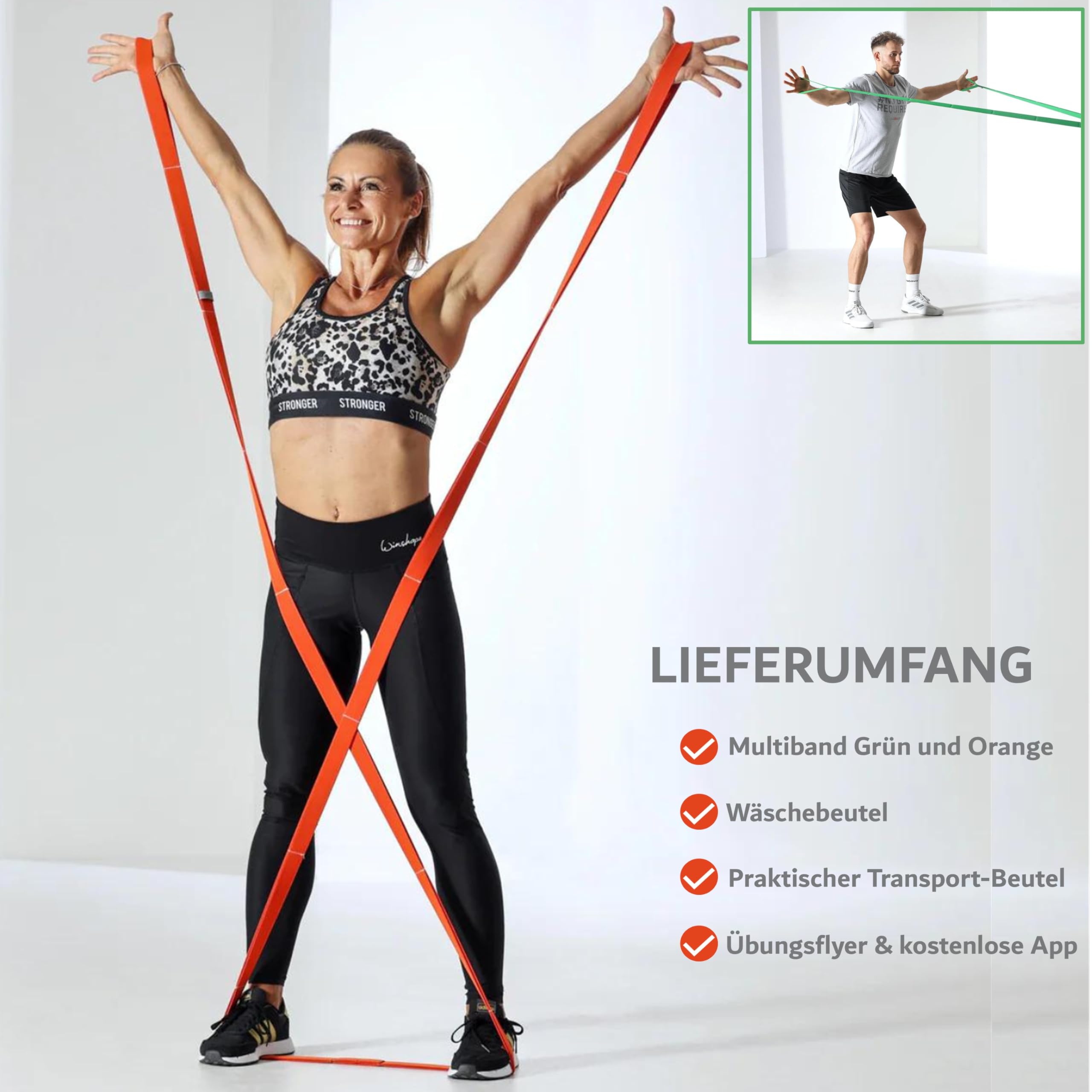 eaglefit - Multi Trainingsband by Flexvit für Profis und Anfänger für EIN effektives Ganzkörpertraining und ideal für EMS-Training - Mit Schlaufen für schnelle Intensitätsänderung (Länge 2,75 Meter)