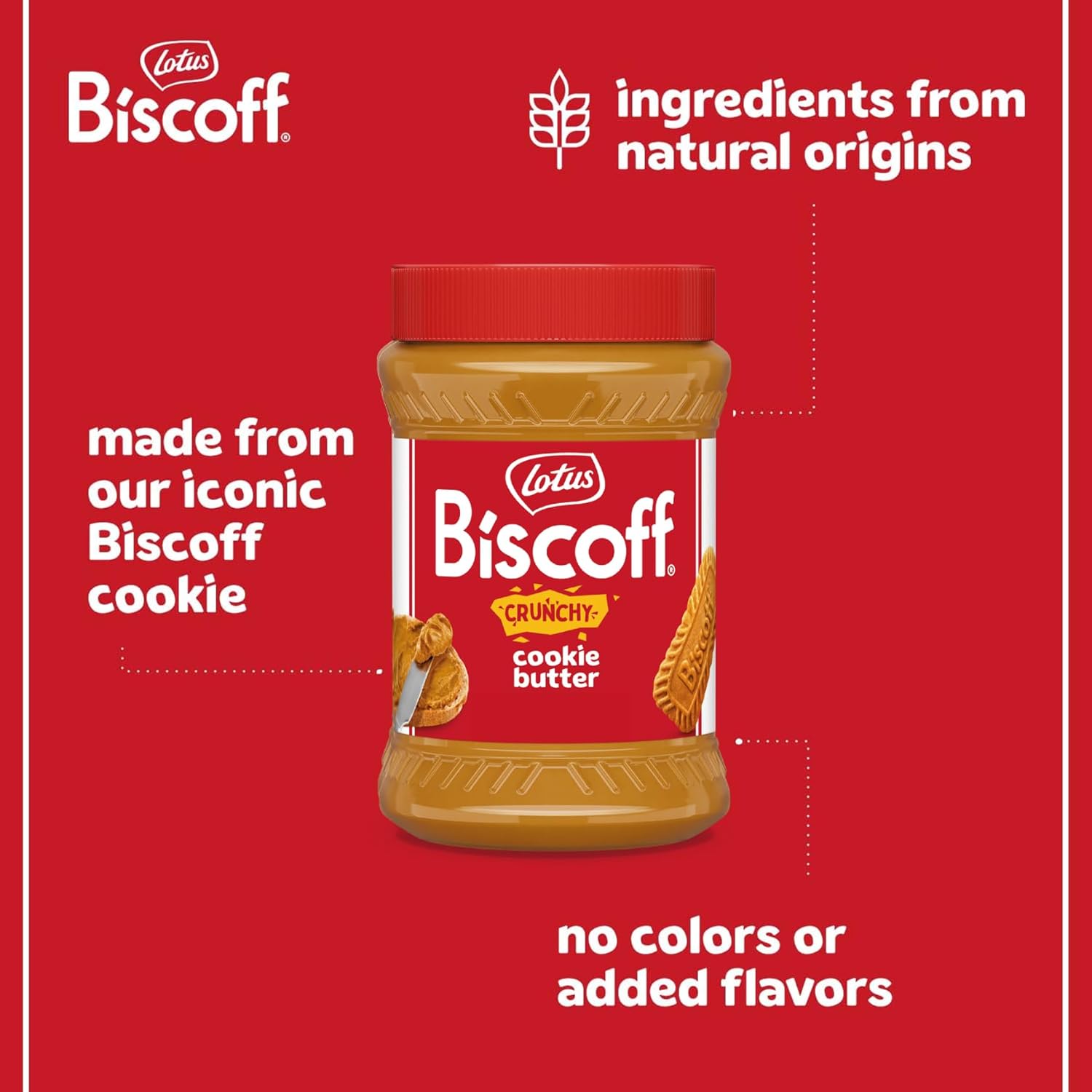 Lotus Biscoff, CRUNCHY Cookie Butter Spread, non GMO + Vegan, 13.4 Oz Jar (Pack of 8)