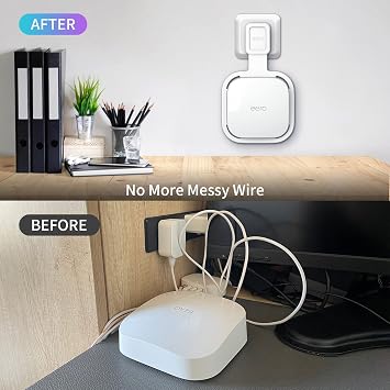 4Pack Wall Mount Holder for eero Pro 6e/Pro 6 Mesh Wi-Fi System,Outlet Wall Mount Stand Bracket for eero Pro 6e tri-Band Mesh,Wall Bracket for eero Pro 6 Extender Router Wire Organizer