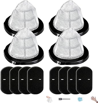 4 Pack 2030 Vacuum Filters&8 Foam Filters with Brush, Compatible with Bissell 3-in-1 Vacuum Models 2030, 20303, 20306, 20307, 20309, 2030H, 2030V, 2030X, 2030Z, Compare to Part #1611501&1611500