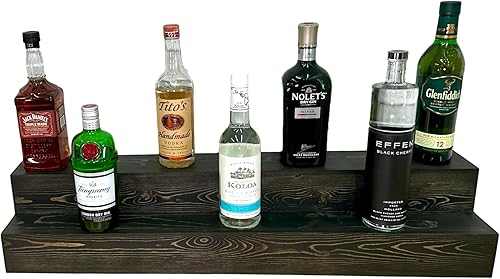 Estante escalonado para botellas  Expositor de botellas de licor de 2 niveles  Organización de bar  Estante de exhibición  Estante de vino