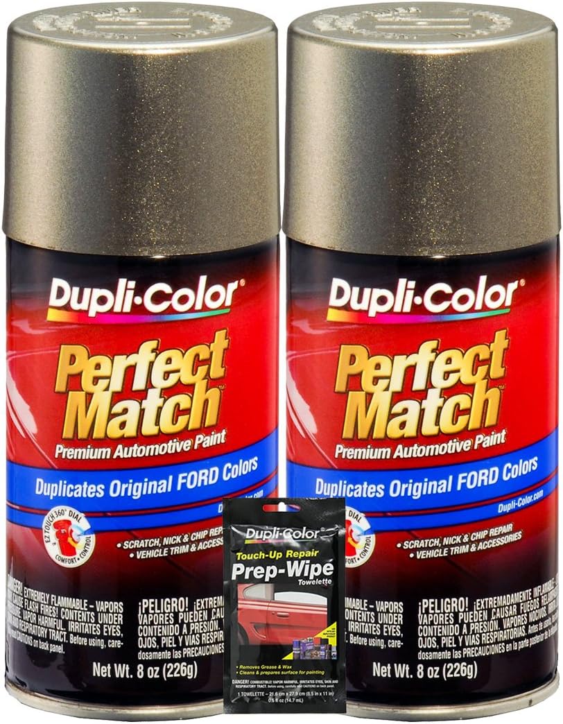 Dupli-Color Mineral Gray Metallic Exact-Match Automotive Paint for Ford Vehicles - 8 oz, Bundles with Prep Wipe (3 Items)