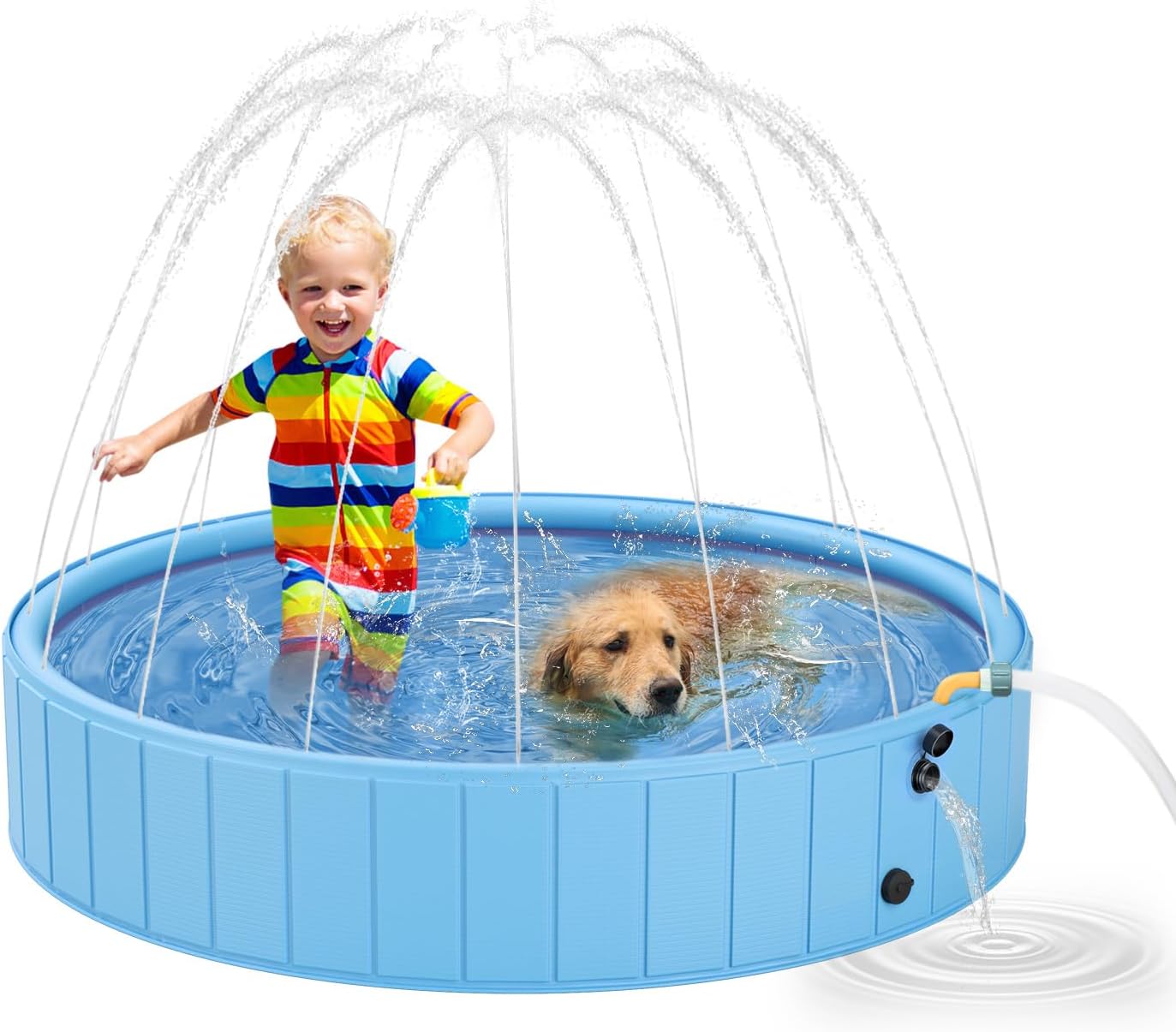 YSJILIDE Dog Pools for Large Dogs, 2-in-1 Sprinkler Pool for Kids Non-Slip Dog Swimming Pool for Outdoor Backyard Kids Dogs Ducks and Pet Baths 48" x 12"