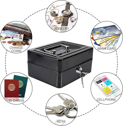 Miniatura 3 de Oumij Caja de dinero con cerradura de combinación Caja de metal segura para caja de seguridad digital de acero electrónico para el hogar, negocios o