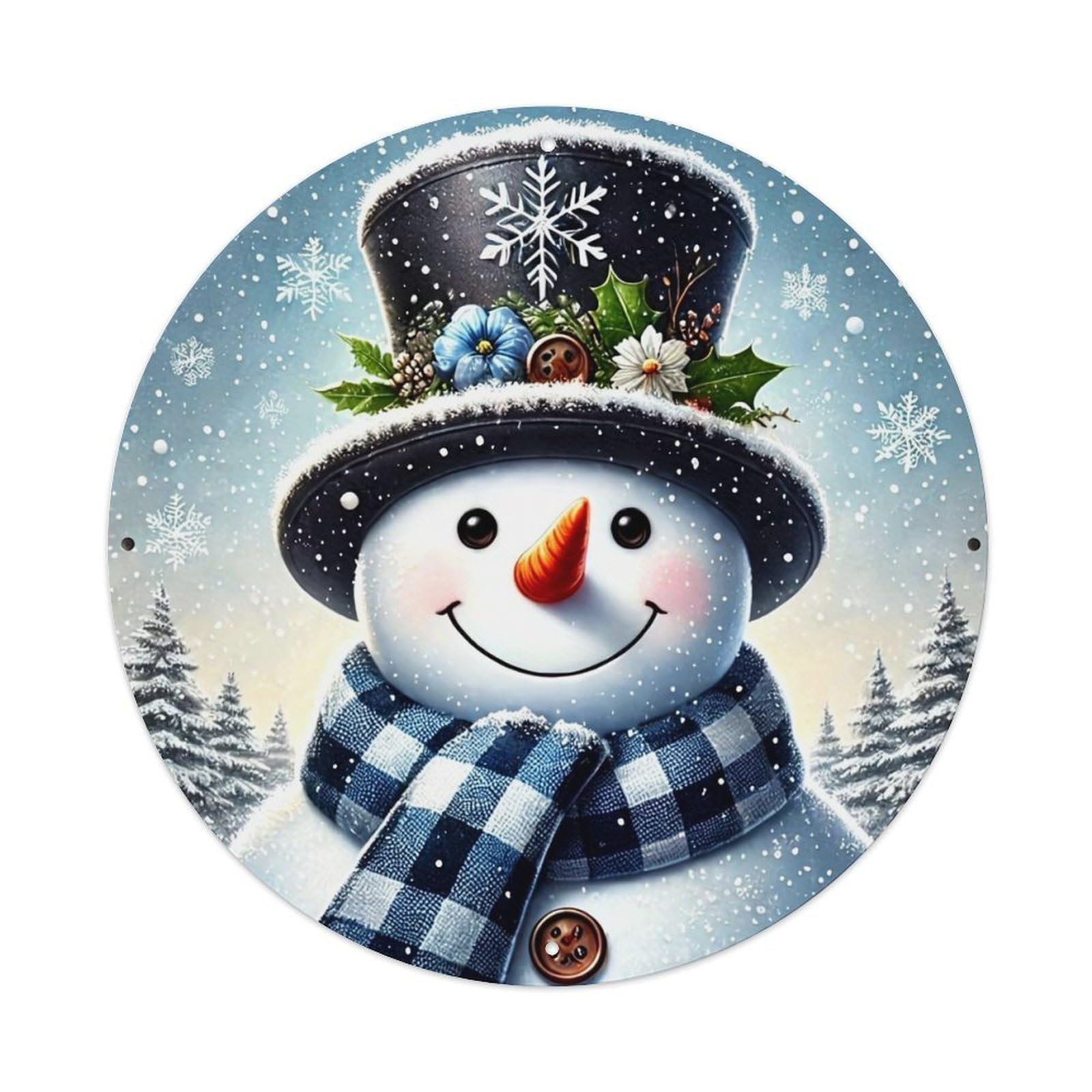 Jdyansheng Vintage Snowman With Top Hat Scarf Tin Sign Metal Poster Metal Signs For Home Man Cave Bar Cafe Kitchen Laundry Room Wall Decorations 8X8 Inches