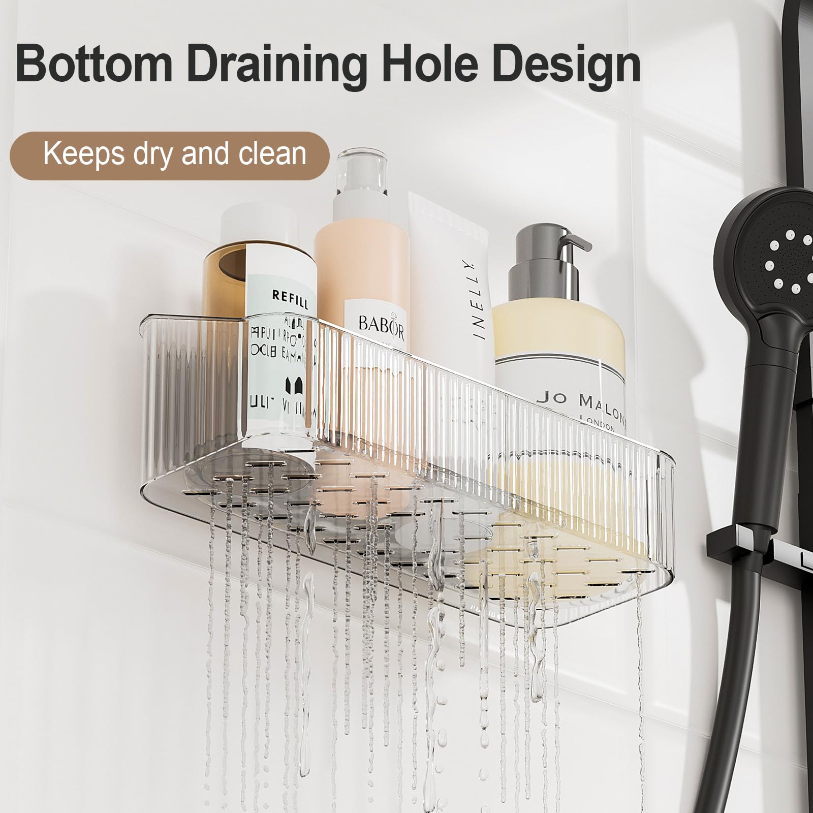 ZEXALOR Wall Mount Organizer for Kicthen, Bathroom, Dresser, Office, Pantry Storage and Organization - Clear Long Wall Basket Storage, Cabinet Door Organizer (9.4×3.9×2.7