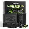 Bamboo Charcoal Soap Salicylic Acid Soap Cleaning Soap for Men and Women with Exfoliating Particles AHA Oil Control Pore Reduction Blackhead Removal Suitable for Face and Body 3 x 100 g