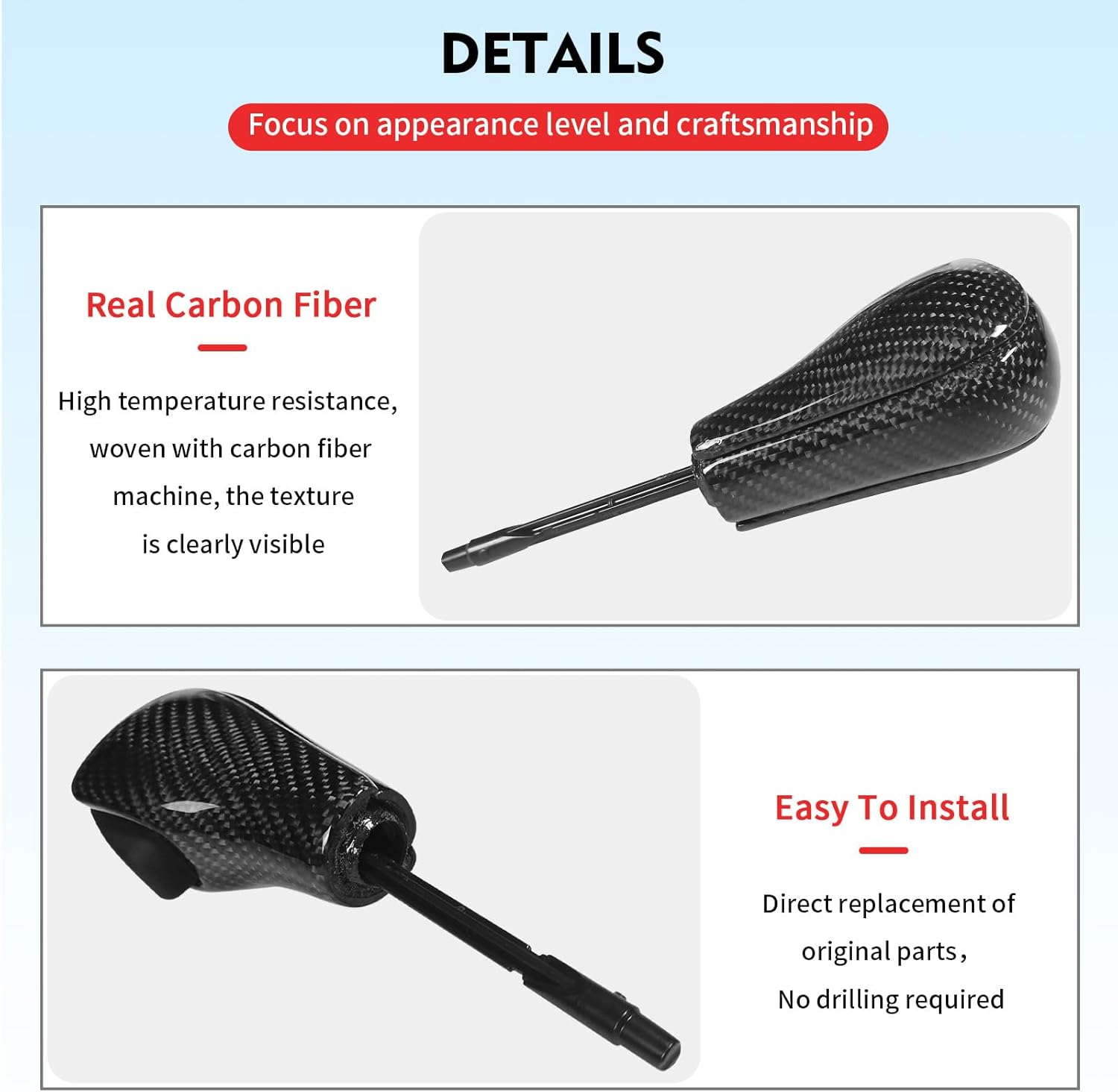 Compatible with Carbon Fiber Gear Shift Knob Head Cover Automotive Shift Lever Modified Decoration for BMW E81 E82 E87 E90 E91 E92 E93 (Black)