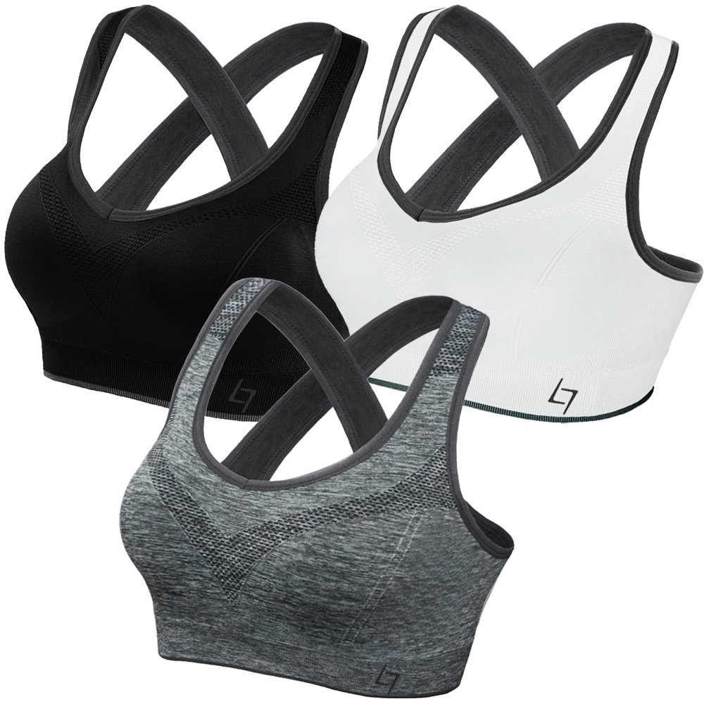 FITTIN Cross Back Sports Bras for Women - Seamless Sports Bra with Removable Padded for Yoga Gym Workout