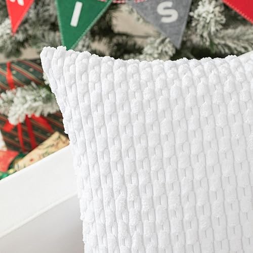 Vista 414 de Kevin Textile - Juego de 2 fundas decorativas para cojines, de pana y con moderno estilo campestre bohemio a rayas para decorar hogar, sofá, cama