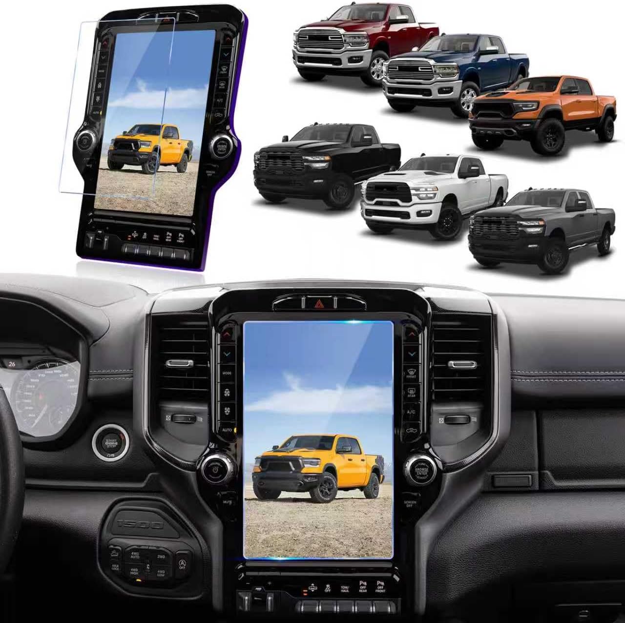2025 Ram 12 inch Screen Protector Designed for 2019-2025 2026 Dodge Ram Screen Protector 12 inch, For 2026 2025 2024 Dodge Ram 1500 2500 3500 Accessories Tempered Glass Protective Film