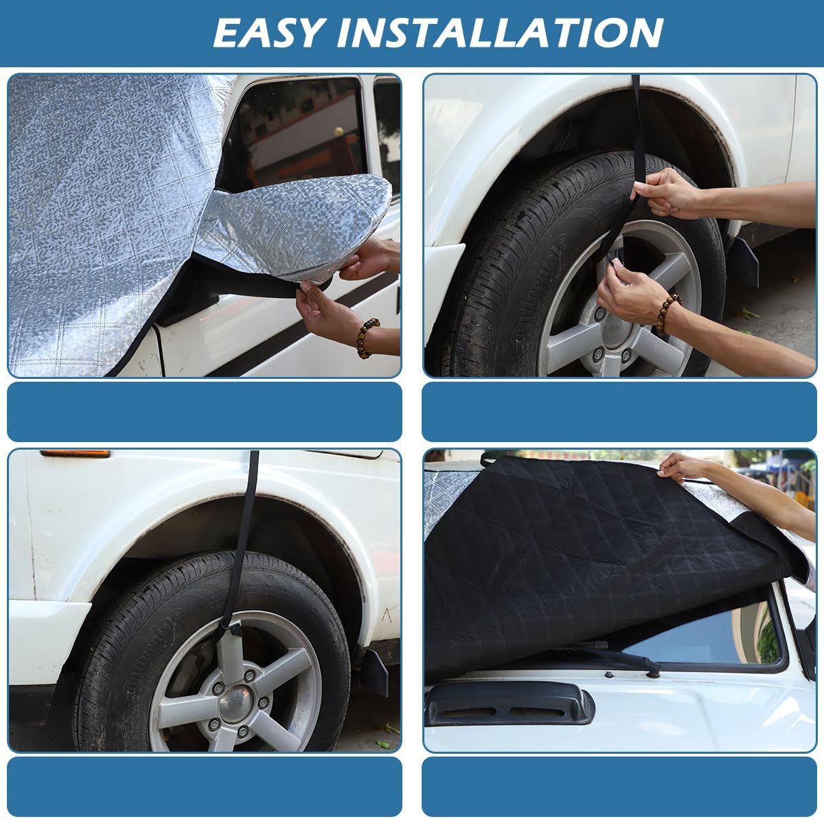 Windshield Cover for Ice and Snow, Car Windshield Snow Cover Protection for Snow, Ice, UV, Frost Wiper & Mirror Protector, Car Windshield Sunshade for Lada NIVA (Windscreen Snow Covers)