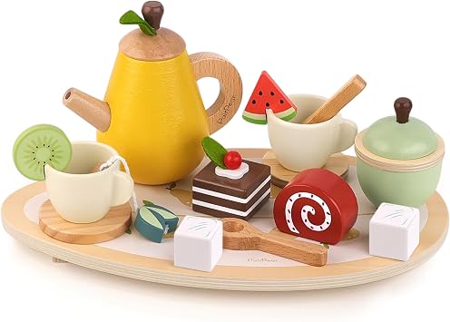 PairPear Tea Party Set for Toddler 3-5, Kids Tea Set Little Girls and Boys