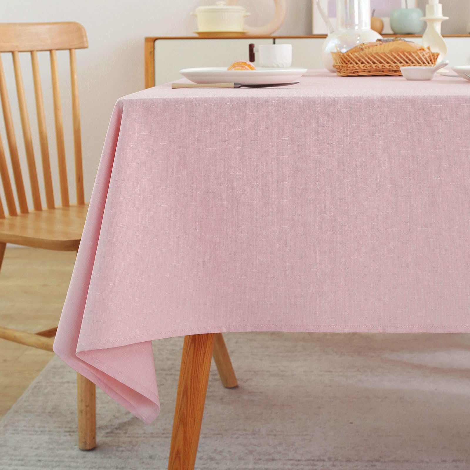 Amazon.com: Laolitou Rectangle Tablecloth Linen Waterproof Textured ...