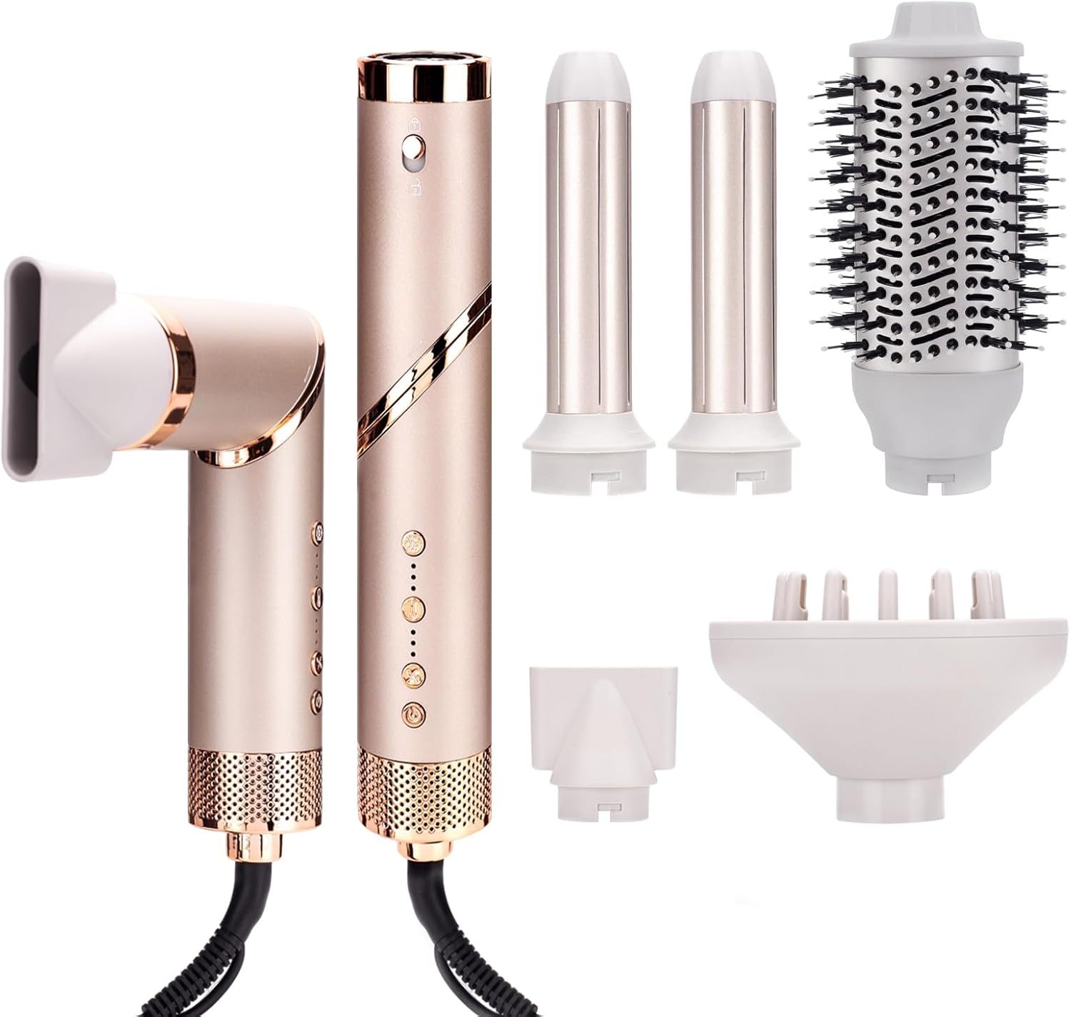 5 in 1 Hot Air Styler and Blow Dryer Brush, Auto Wrap Airstyler with Diffuser, High Speed 110000 RPM Flex Hair Dryer, Fast Drying Multi Style for Straight, Volumize, Wavy and Curly