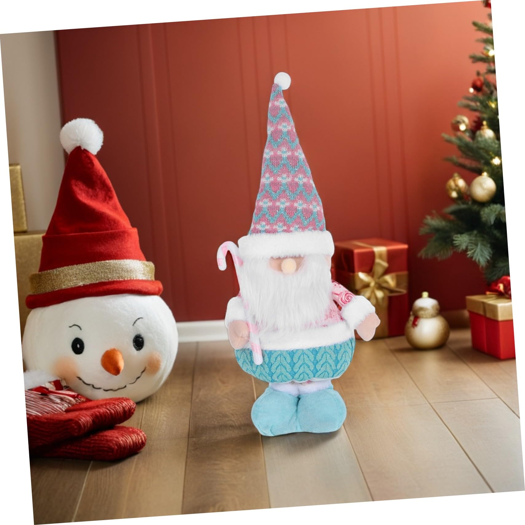 ULTECHNOVO Figura Babbo Natale con Gambe Estensibili Statua Natalizia Stabile per Decorazioni da Tavolo e Festa di Natale Compatta per Uso Domestico e Ufficio