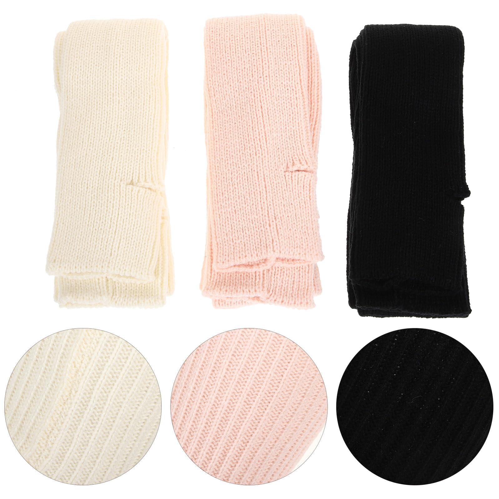 Healeved Calentadores de Piernas Largos de Punto para Mujer 3 Pares y Nude Calentadores Térmicos para Ballet Yoga y Baile en Invierno y Otoño