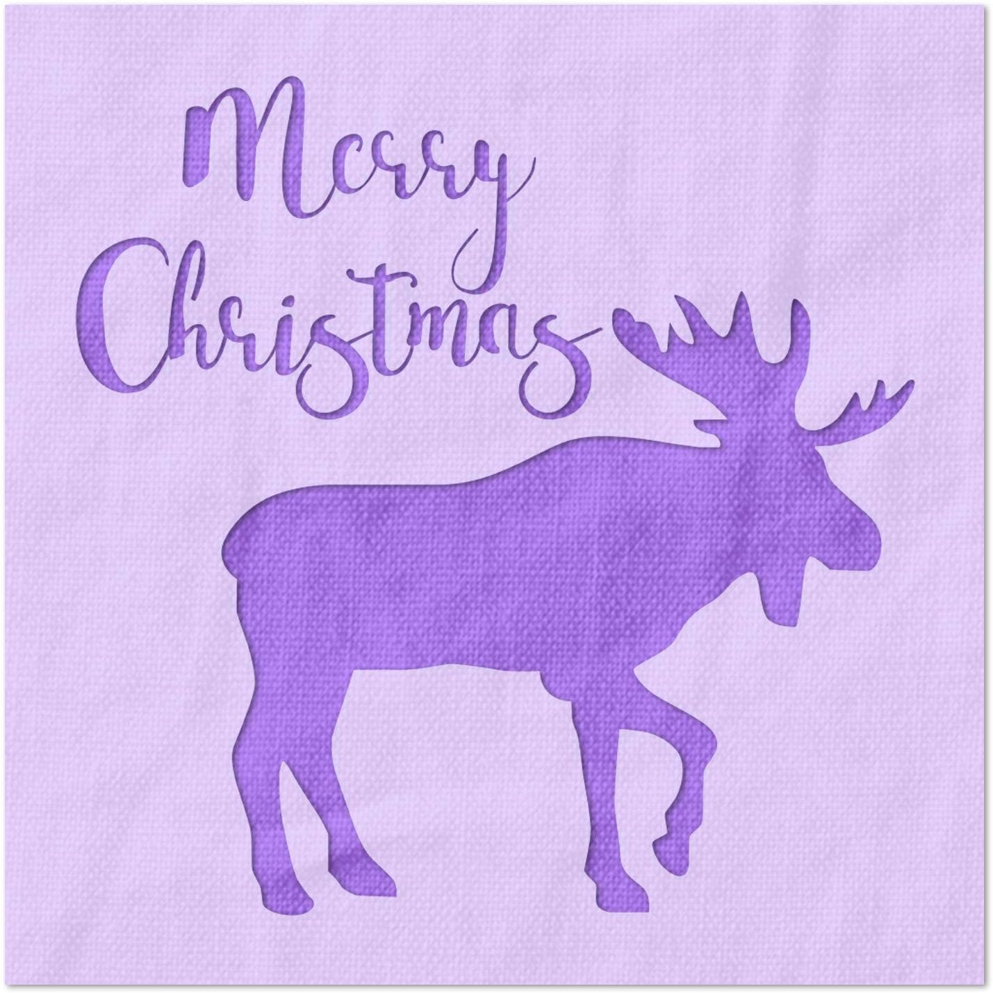 Stencil Stop Merry Christmas with Elk Stencil - Reusable for DIY Projects, Painting, Drawing, Crafts - 14 Mil Mylar Plastic (9 x 9 inches)
