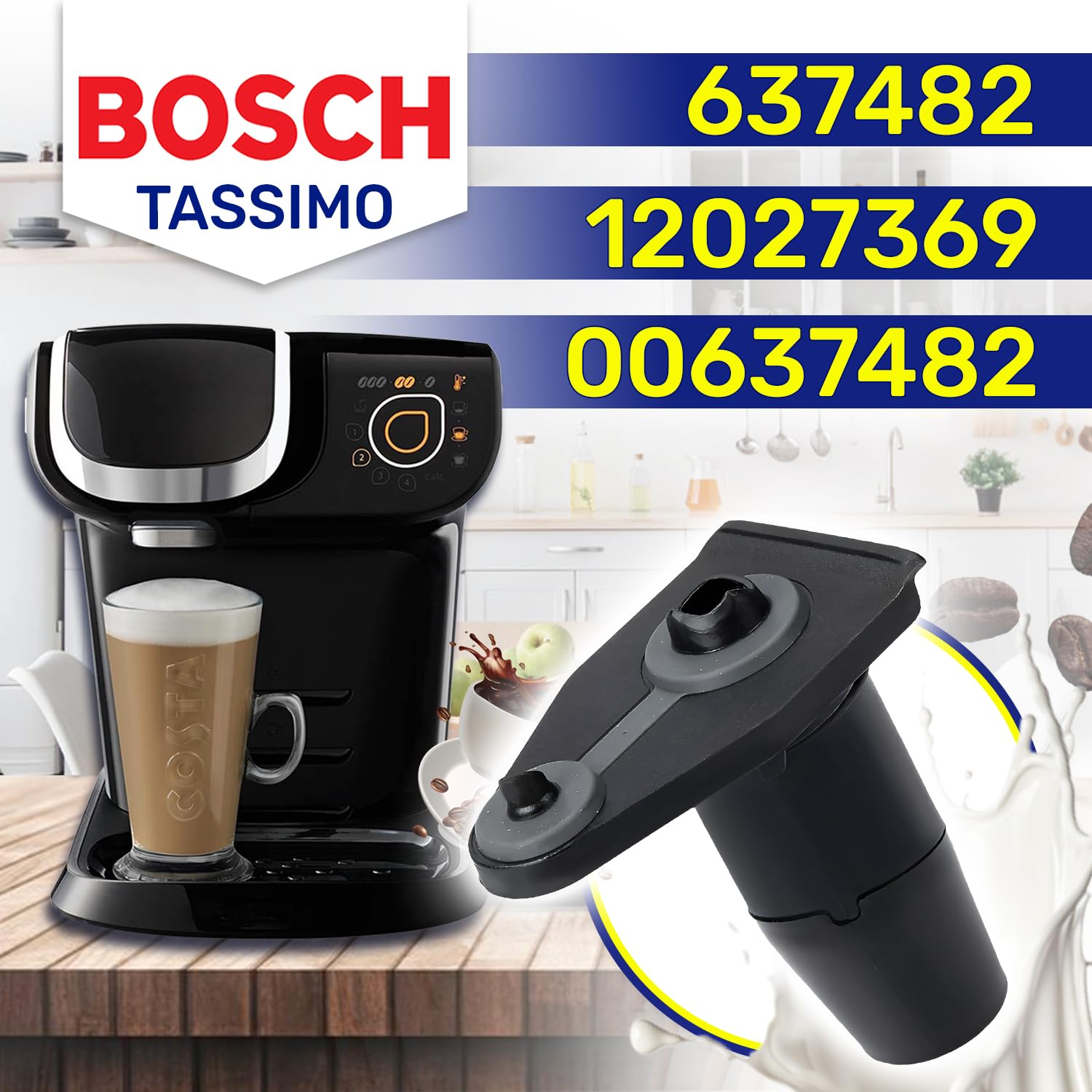 MONTERAL Getränkeauslaufdüse für Kapsel Kaffeemaschine mit dem Originalcode 12027369 00637482 637482 für Bosch Tassimo - Garantie 10 Jahre