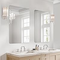 Vista 25 de USHOWER - Juego de 2 espejos negros para baño sobre lavabo de 56 x 76 cm, espejo rectangular de marco metálico, espejo de tocador moderno