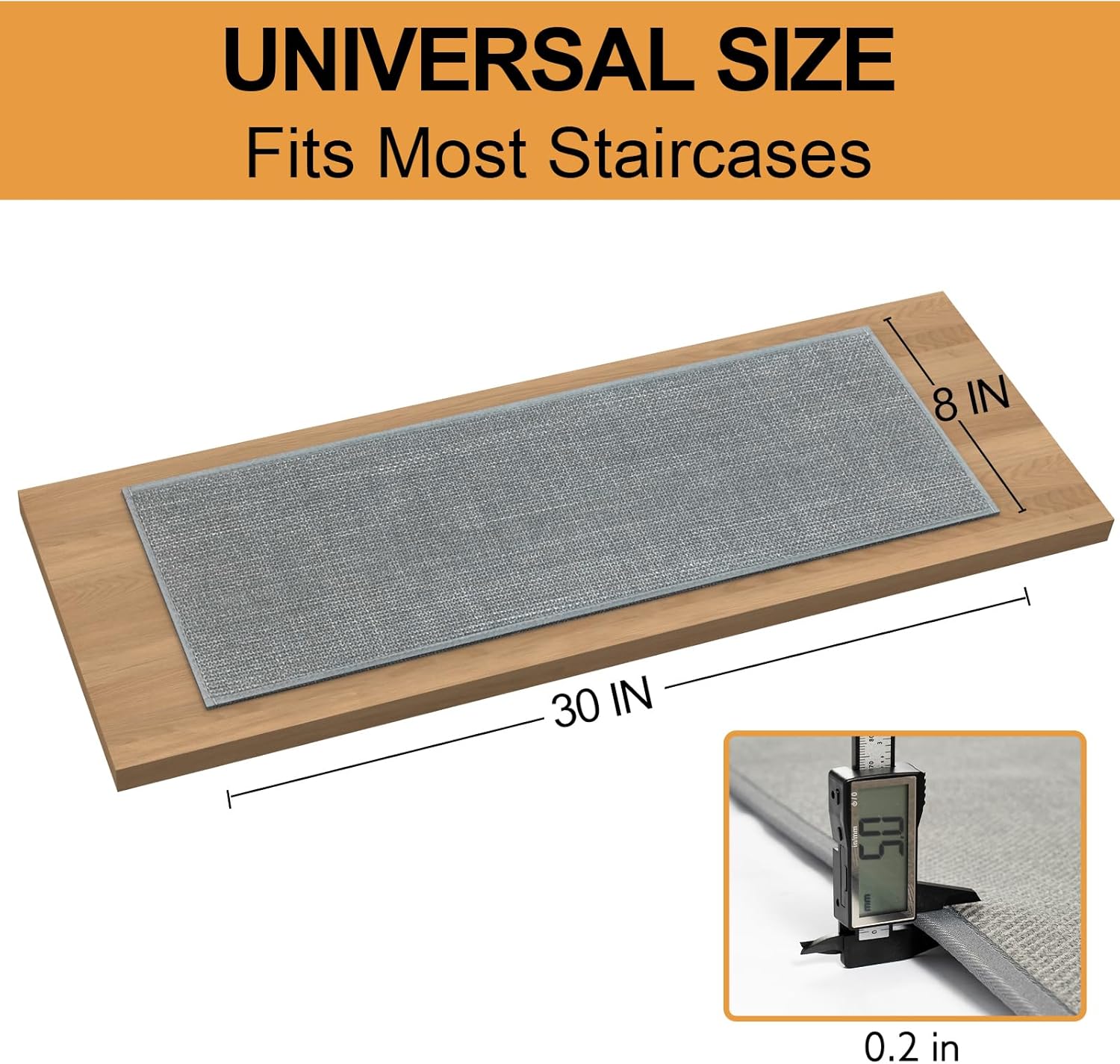 Stair Treads Carpet 4 pcs for Wooden Steps with Non Slip Rubber Backing, 100% Polyester Soft Stairs Resistant Indoor Skid Runner Safety Rugs for Kids Elders and Pets 30" * 8" (Gray-Dense Knitting) 30" x 8" (Oblong) Gray-dense Knitting 4