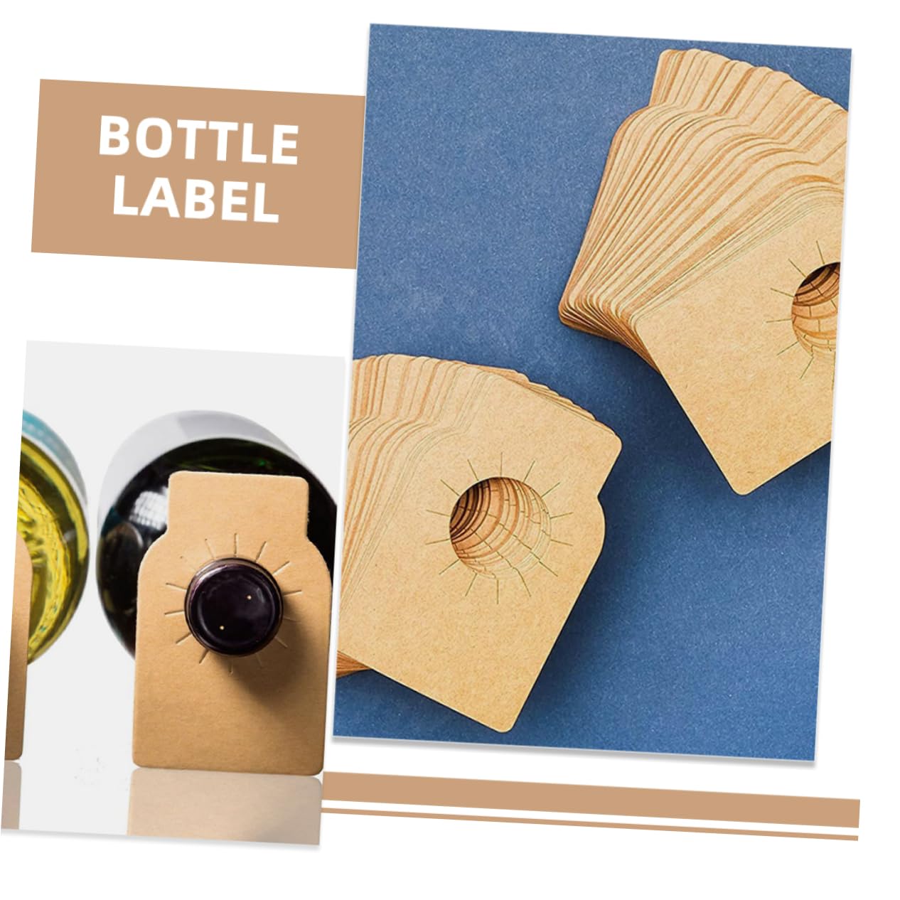 Zerodeko 5 Ensembles Étiquettes De Bouteille De Vin Réutilisables Étiquettes Kraft pour Cave À Vin Tags De De Bouteille pour Design Recto Verso pour Gestion De Stock Et 200 Pièces * 5