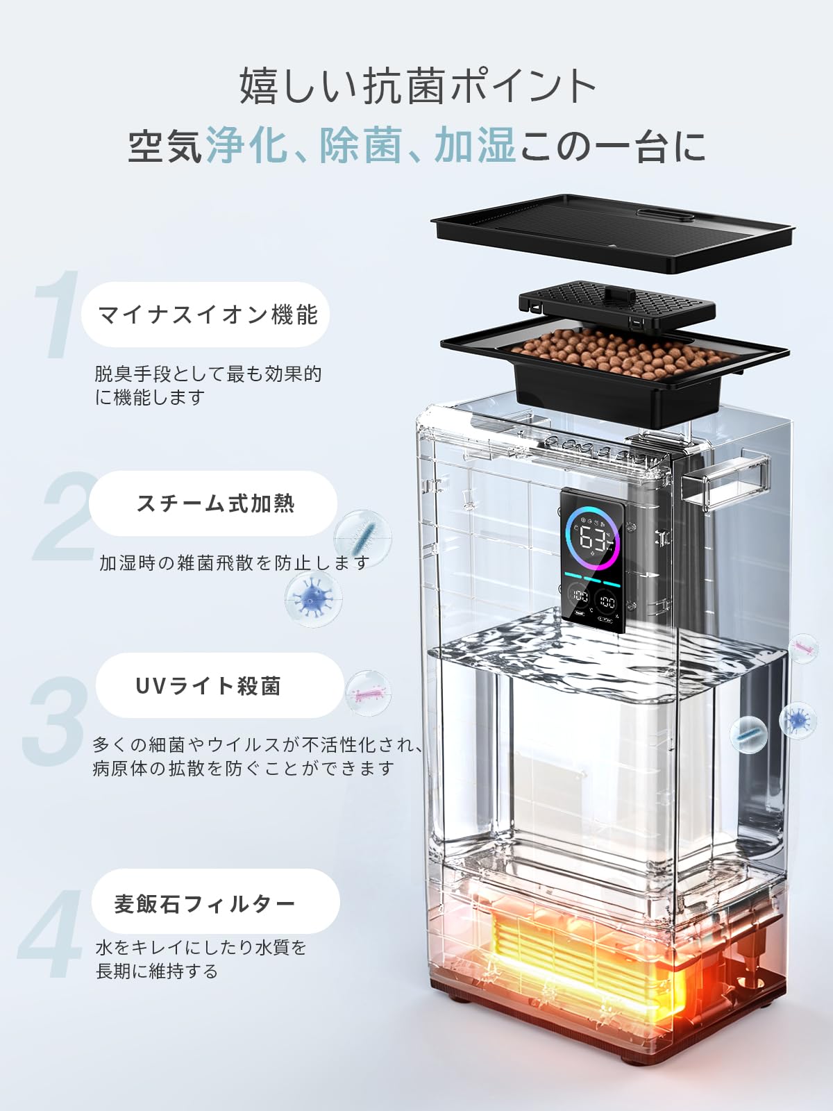 Amazon.co.jp: Boweer 業務用加湿器 大容量 21L超音波式加湿器 家庭