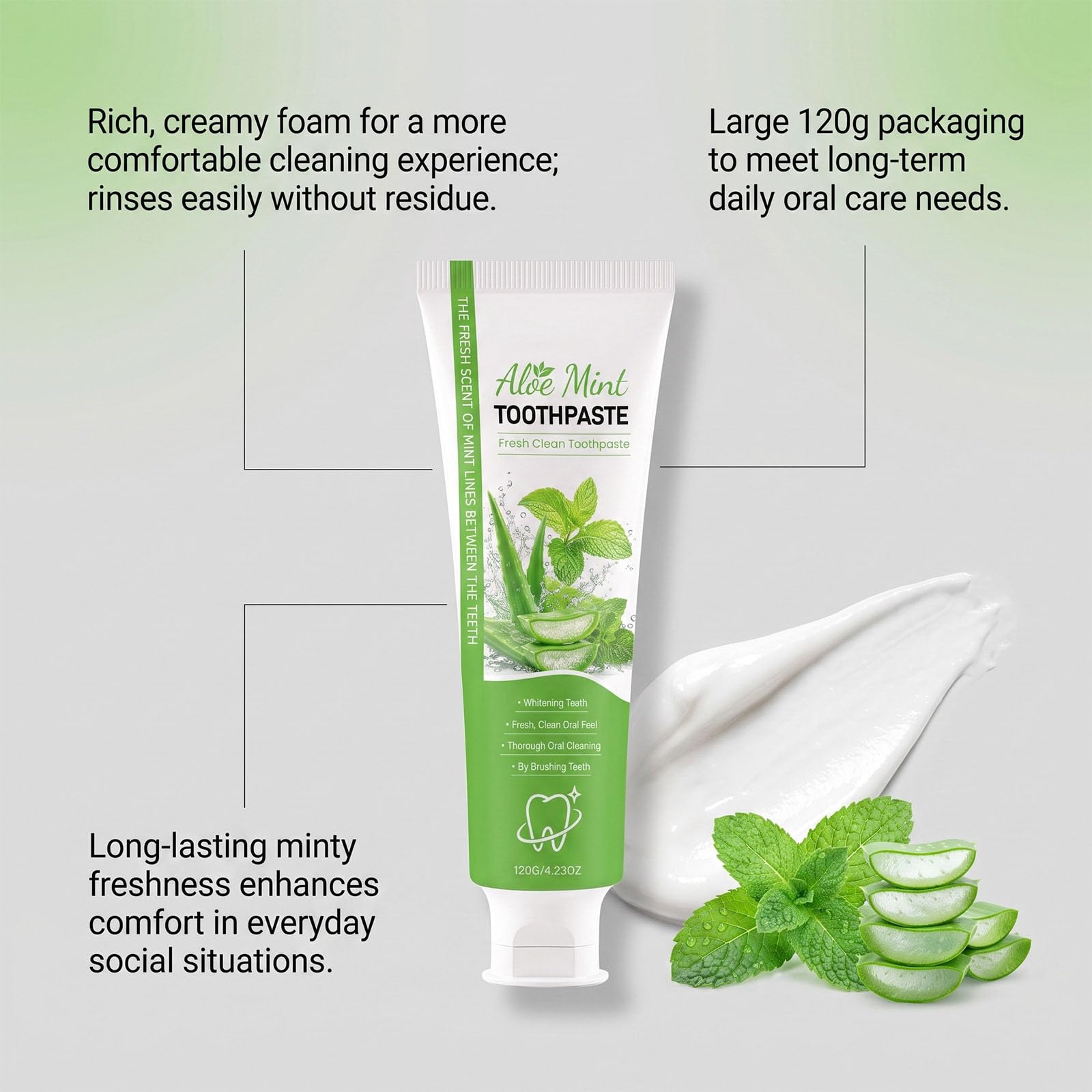Dentifricio aloe menta sbiancante con nano-idrossiapatite orale (5Pcs)
