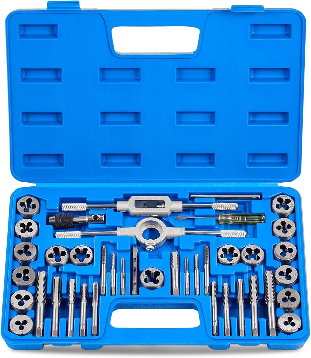 Orion Motor Tech Tap and Die Set Metric | M3, M4, M5, M6, M7, M8, M10, M12 Tap Set and Die Set | Thread Repair Kits for Threading and Rethreading Internal and External Threads