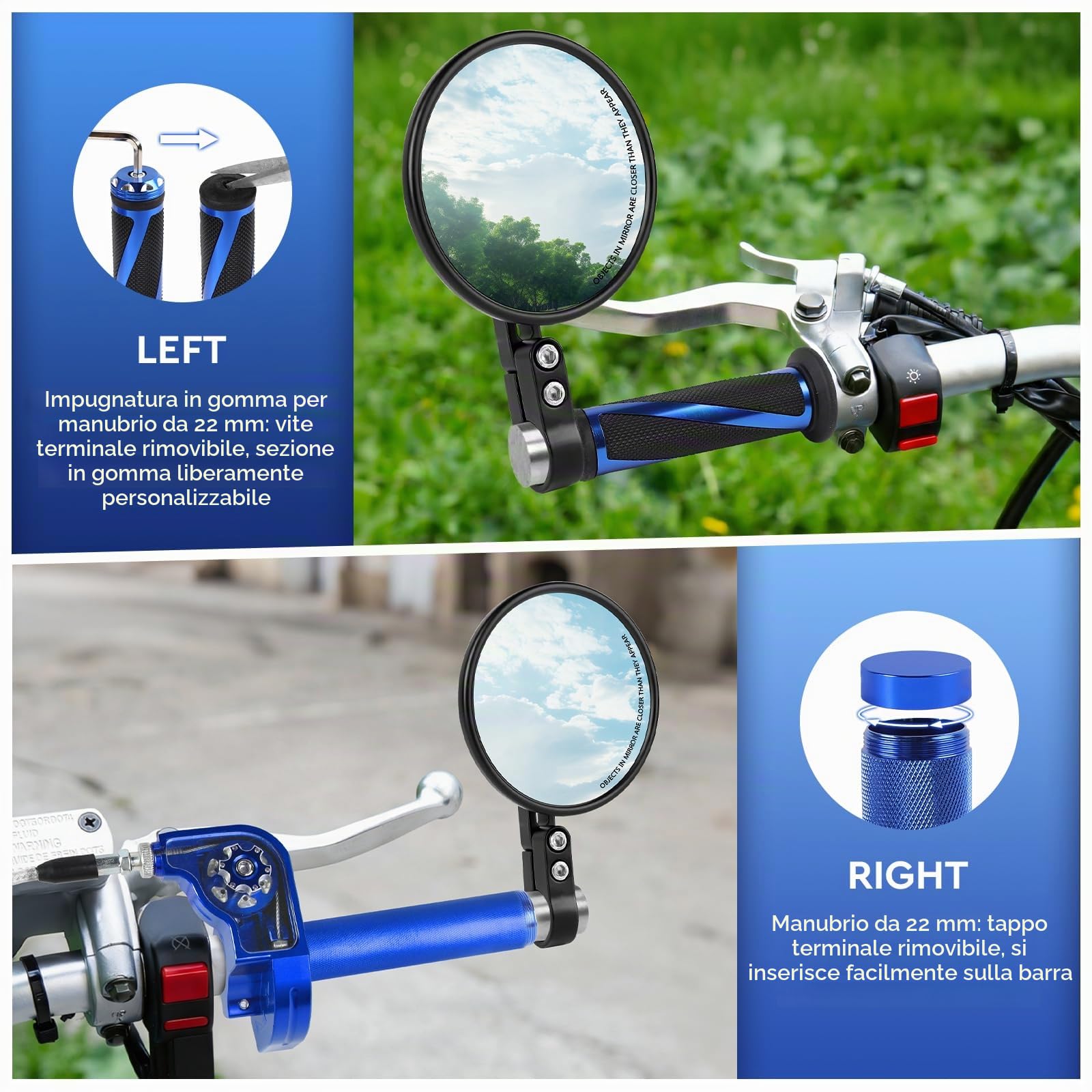 EXLECO Manopola Acceleratore Moto in CNC-Allu con Cavo 1,2M & Manopole, Blu | 22mm Manubrio dell'Acceleratore a Torsione con Anodizzazione, Comando Gas Rapido Moto 50cc-200cc per ATV Quad Pit Dirt Bike