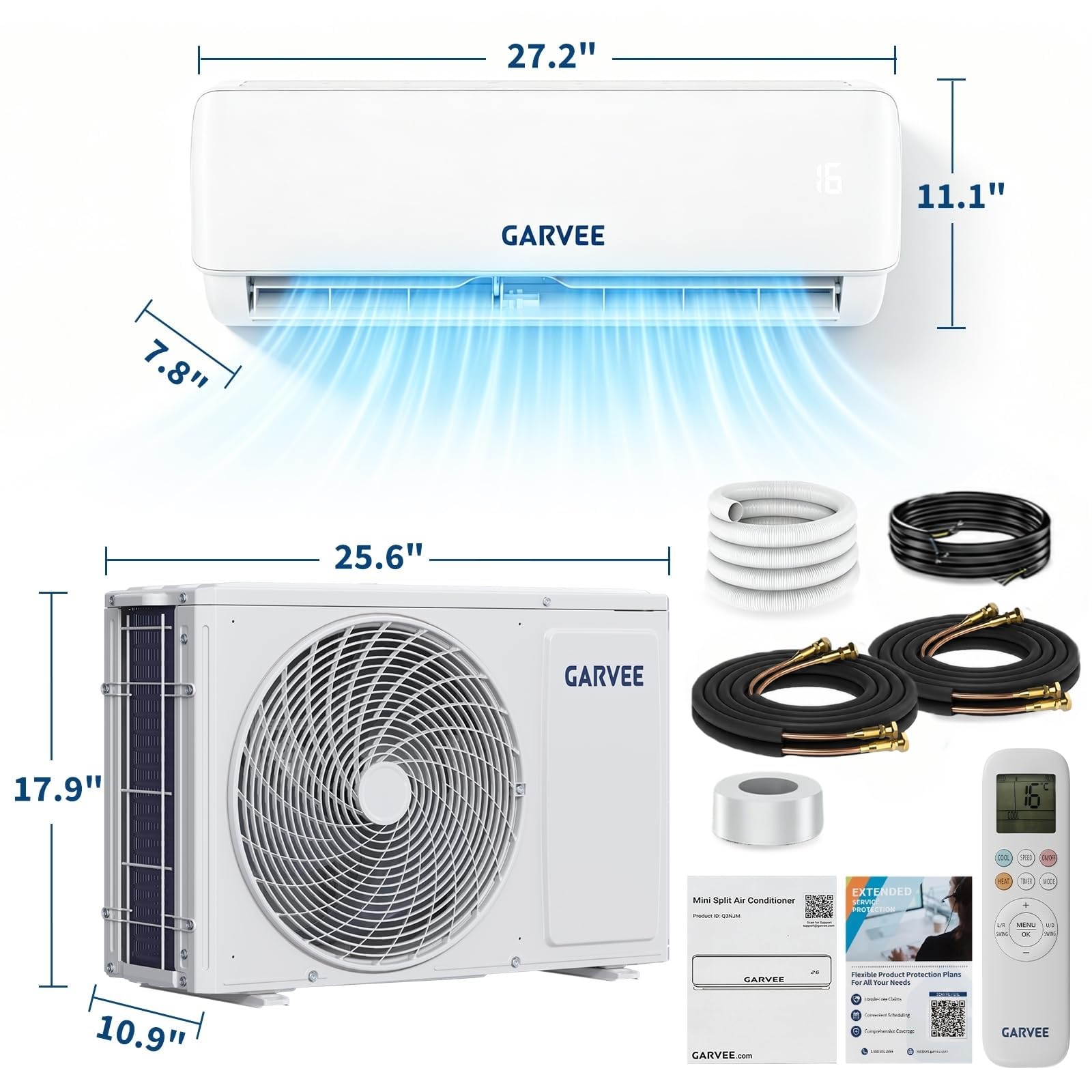 Condizionatore Inverter, Silenzioso 52 Db(A) Raffreddamento & Riscaldamento R32, Climatizzatore Monosplit 9000 BTU, Split Condizionatore Con App Wifi Timer, Ideale Climatizzatore Basso Consumo