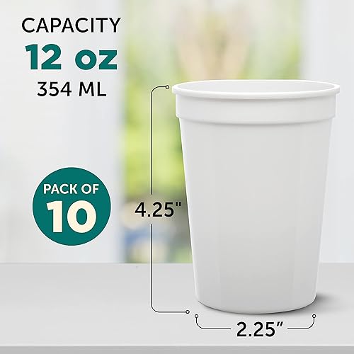 Miniatura 99 de Vasos de plástico desechables personalizados de 12 onzas. Juego de 10, paquete personalizado a granel, perfecto para verano, eventos deportivos