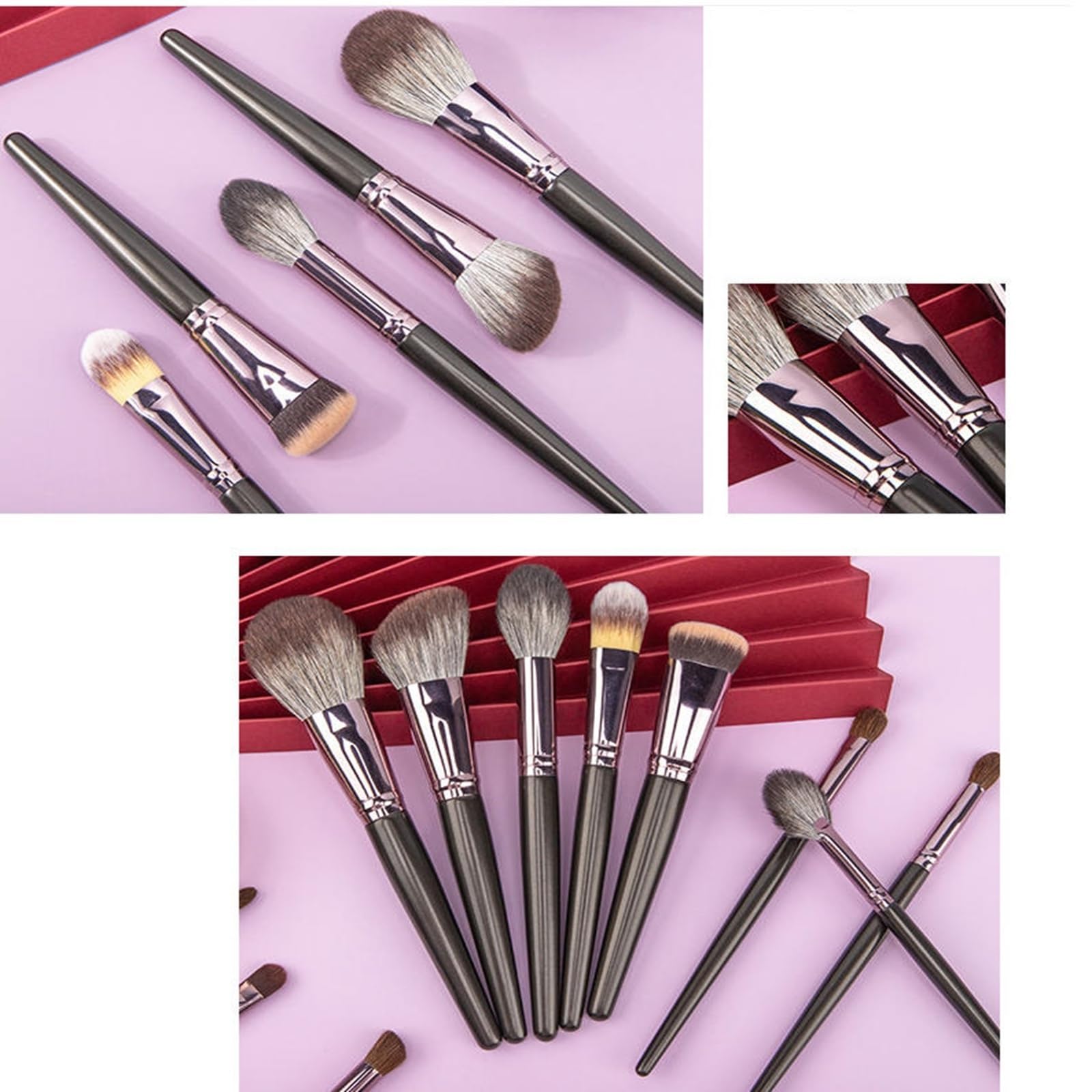 Make-up Pinsel Set 15 Stück Puder-Lidschatten-Concealer Professional(Black2)
