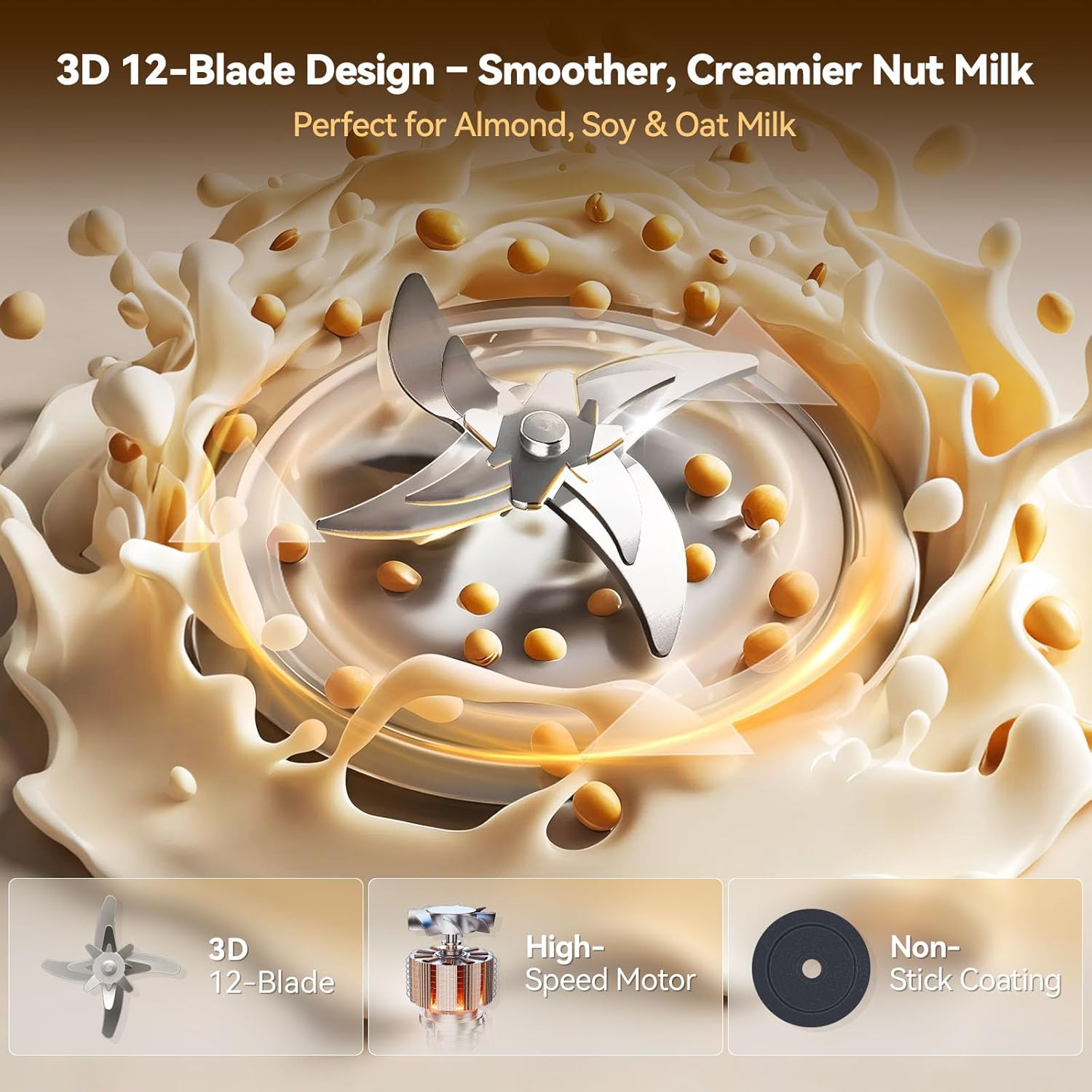 40OZ Nut Milk Maker Machine, New 7-in-1 Glass Plant-Based Soy Milk Machine with 12 Blades, Automatic Homemade Oat, Almond & Juice, Auto Clean, Timer – For Healthy Homes