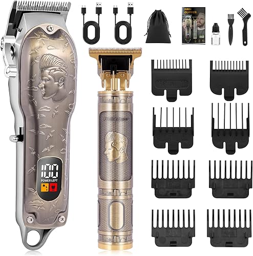 Juego de cortapelos profesional inalámbrico para hombre, cortadora de pelo en forma de T, recortadora de barba, recortadora de patillas, cortadora