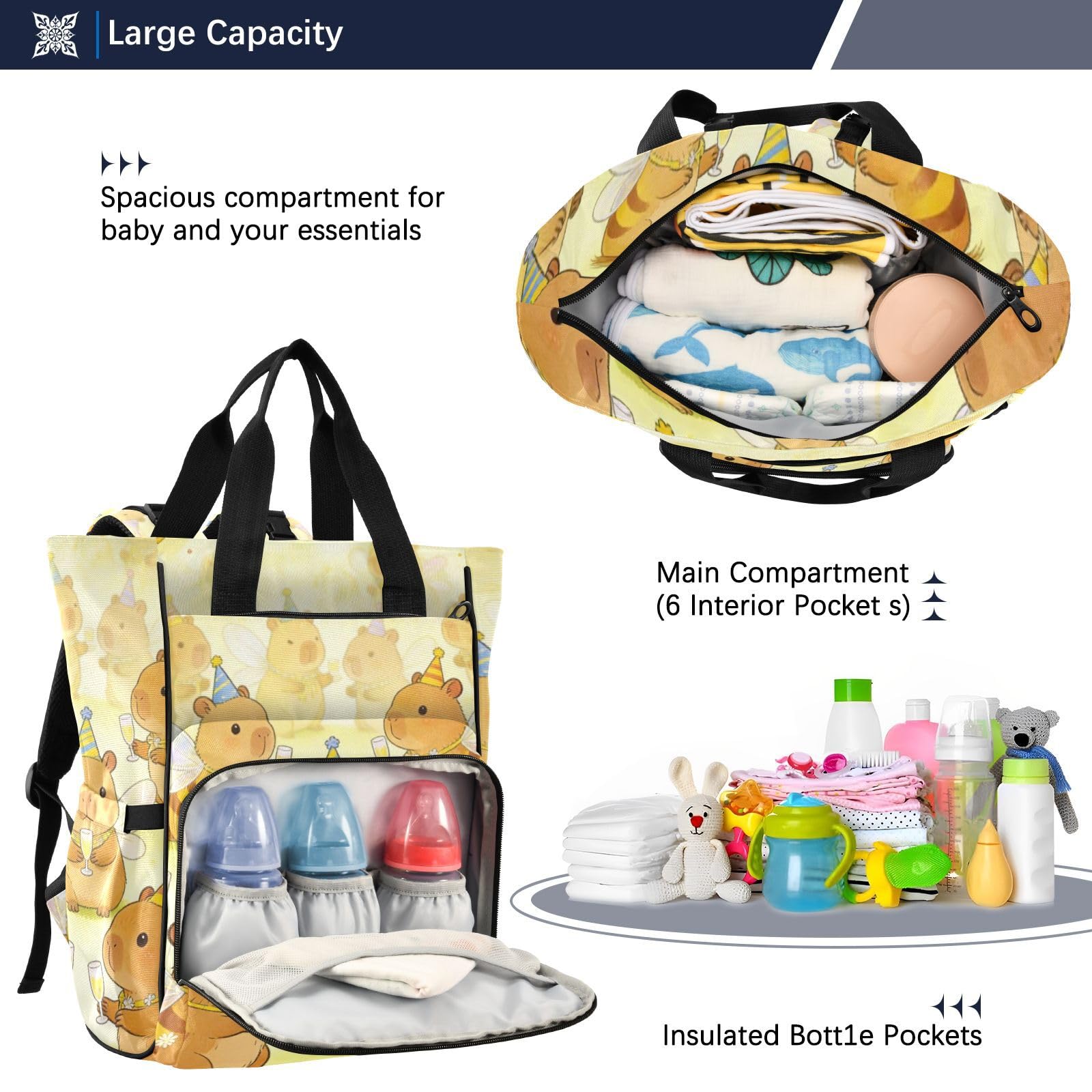 Baby Bags For Mama Funny Capybaras and Bees Cute