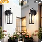 2 Pack Exterior Lighting Fixtures, Outdoor Wall Light with Clear Glass, Black Outside Front Porch Waterproof Sconce Lights Matte Wall Mount Lamp Modern Lanterns for House Patio Door Garage