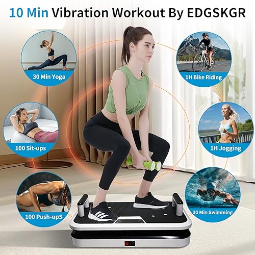 Miniatura 2 de Máquina de ejercicios con placa de vibración con mango y Bluetooth, vibración de cuerpo completo para entrenamiento en casa, fitness de oficina,