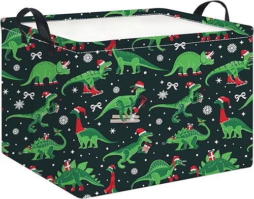 Miniatura 7 de HKEC Cesta de almacenamiento rectangular con asas, caja de almacenamiento plegable para juguetes para niños, lindo contenedor organizador de lona