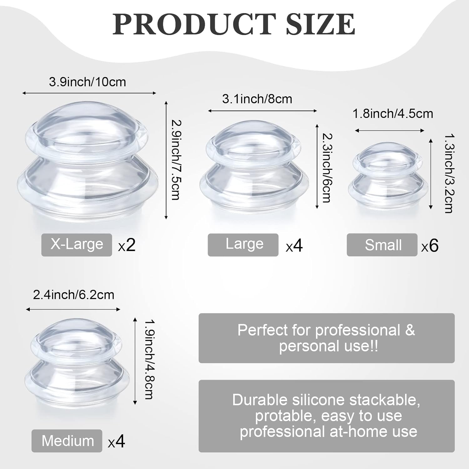 Syhood 16 Pcs 4 Sizes Cupping Therapy Set Silicone Cupping Massage Cups Professional Therapy Studio and Household Set for Cellulite Reduction Body Myofascial Muscle Nerve Joint Pain - Image 2